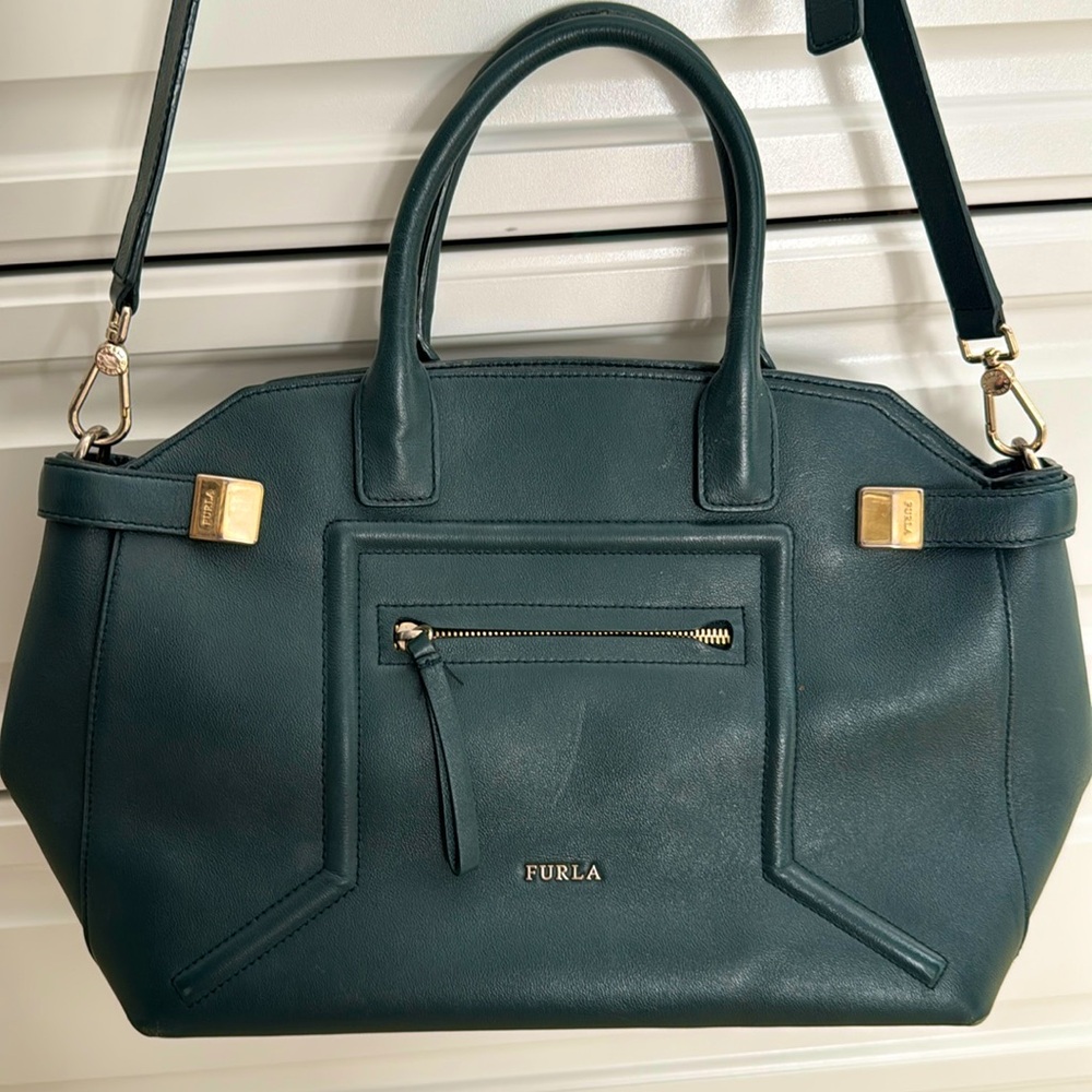 Furla Dark Green Leather Bag